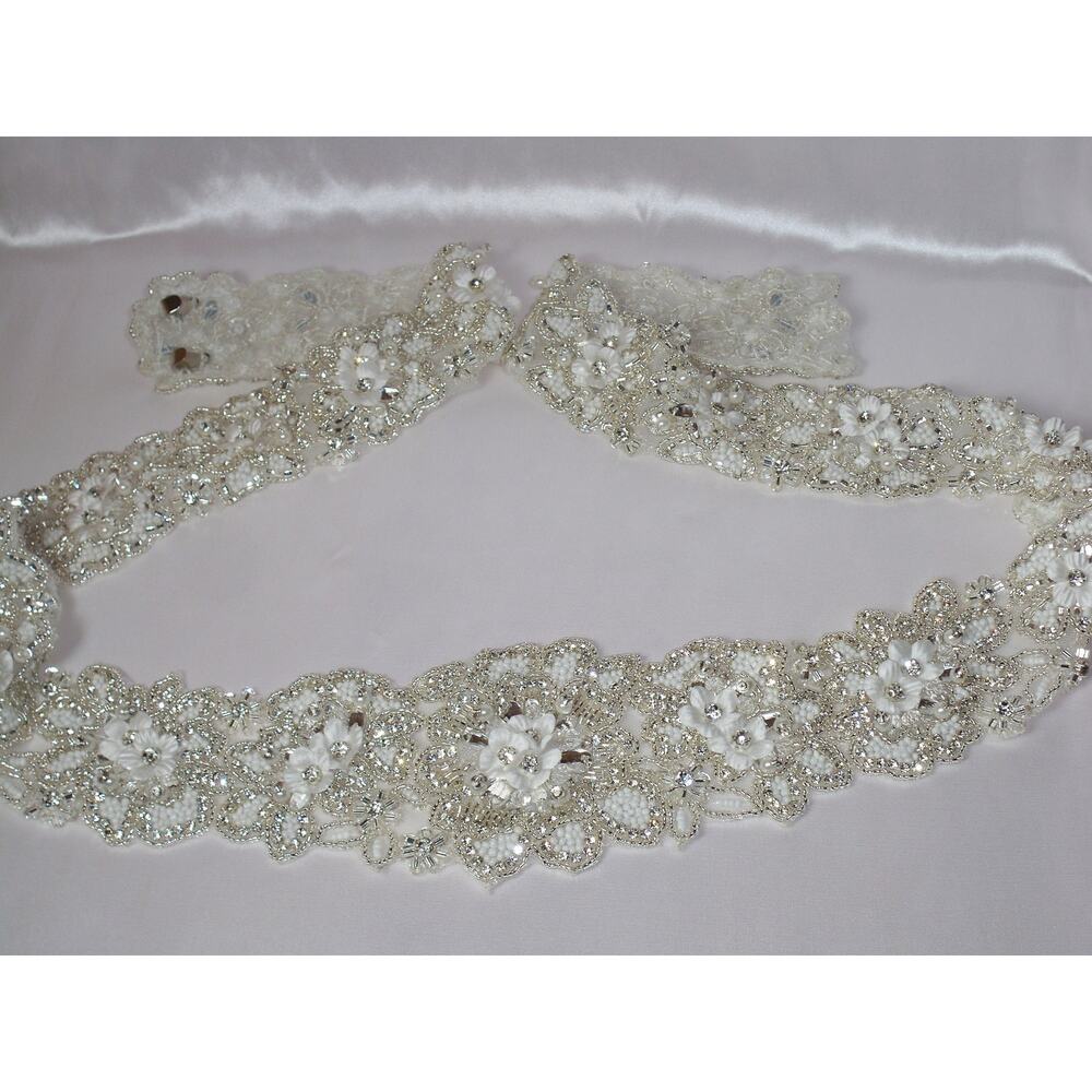 Beaded bridal belt, 49" rhinestone bridal crystal wedding rhinestone belt sash